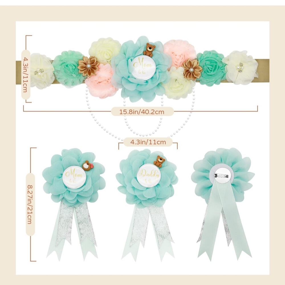 Floral Baby Shower Sash and Pins Set